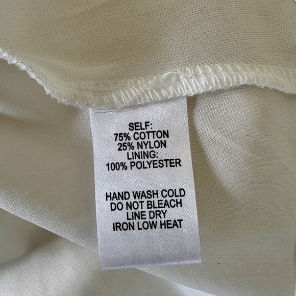 LULU’S, WHITE LACE, MINI DRESS. LACE & MESH SHIFT WITH SHORT SLEEVES. SIZE L - Picture 8 of 8